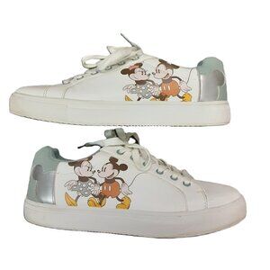 Disney Womans Sneakers Size 9 Lace Up Mikey & Minnie Mouse Casual Fun Footwear